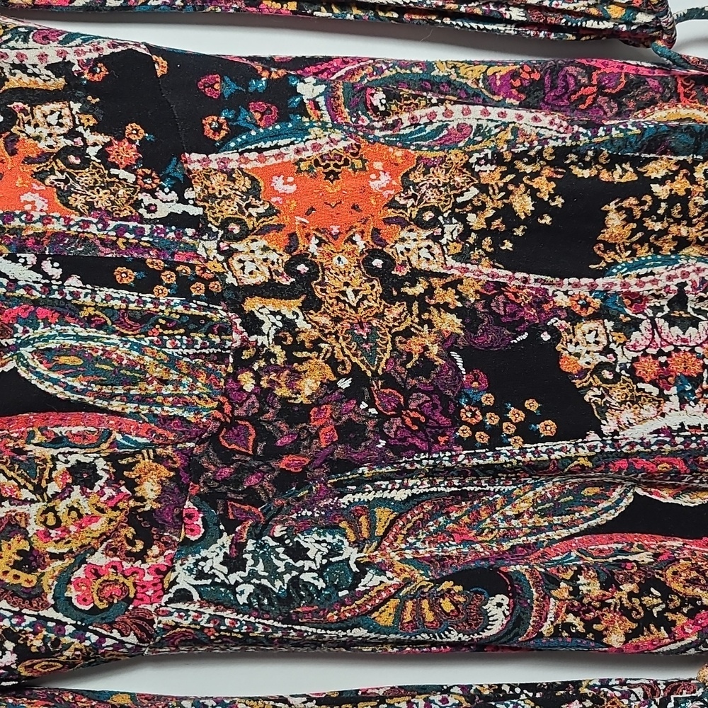 FREE PEOPLE All Dolled Up Paisley High Neck Open Back Long Sleeve Mini Dress Sm - Picture 10 of 16